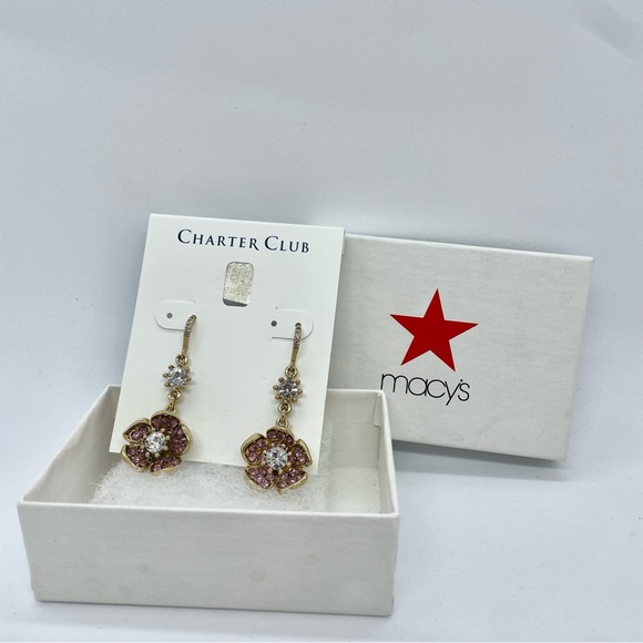 Charter Club Floral Earrings in Purple and Gold - Picture 1 of 5